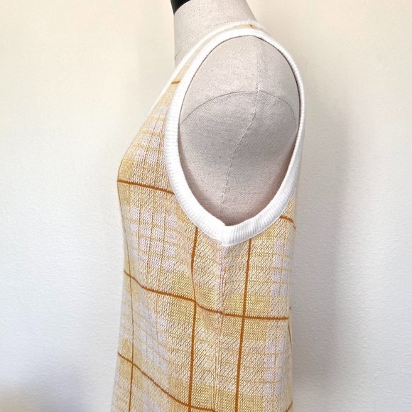 60's Sweater Vest - Yellow & White Plaid- Towne and King LTD - Size Large - Picture 5 of 8